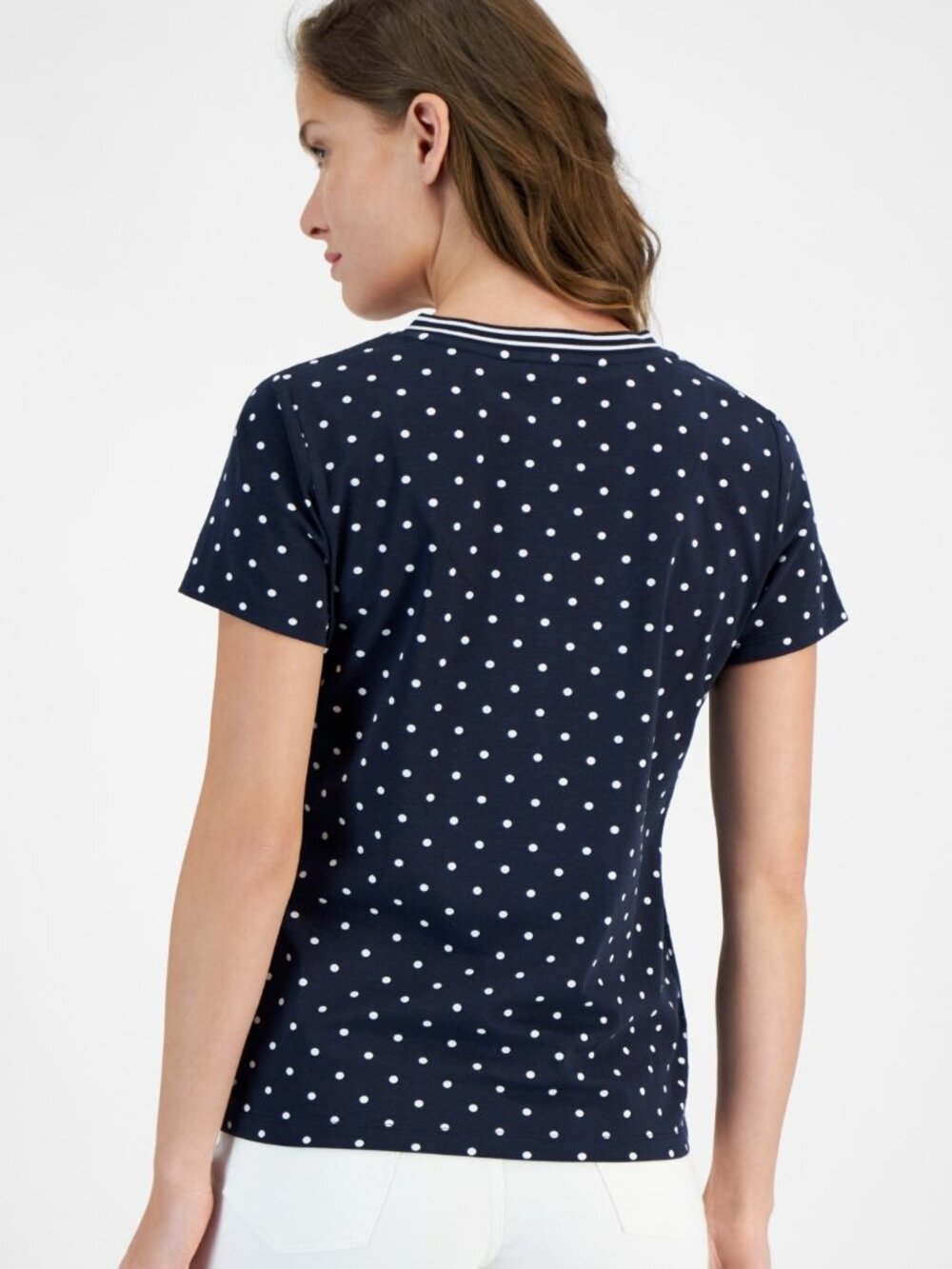 Clearance Sale Nautica Womens' Dot Print Embellished T-Shirt Blue X-Small - Picture 2 of 2
